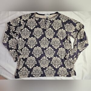 Rebecca Malone Womens Purple And Beige Floral Long Sleeve Top Size Small